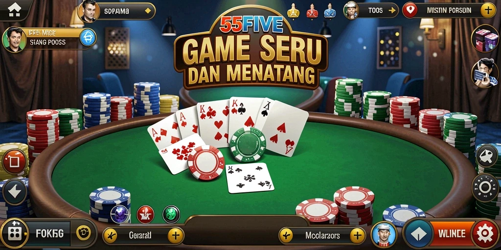 Screenshot gameplay Poker di 55FIVE yang seru.