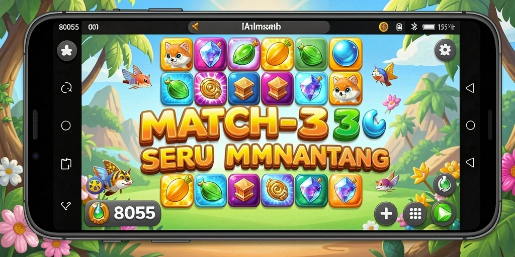Gameplay 8055 dengan tantangan Match-3 yang seru