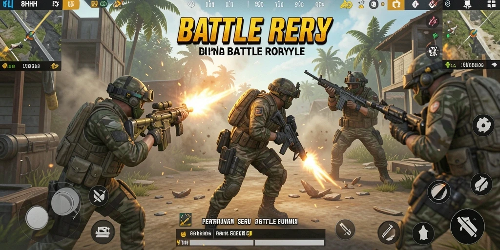 Gameplay seru dalam 8HHH dengan aksi Battle Royale yang mendebarkan.