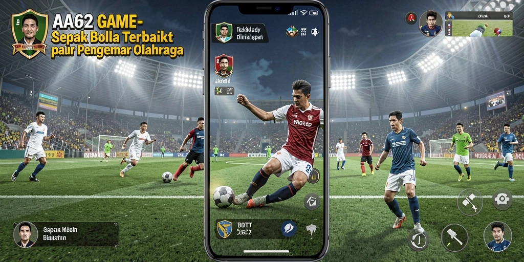 Tampilan gameplay menarik dari AA62 yang menampilkan aksi sepak bola.