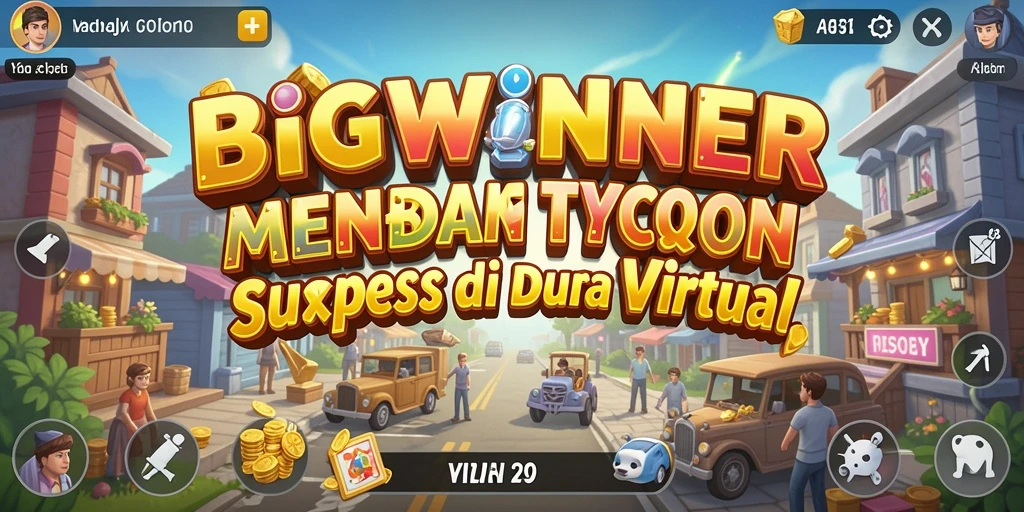 Screenshot gameplay BIGWINNER menunjukkan berbagai opsi pengelolaan bisnis.