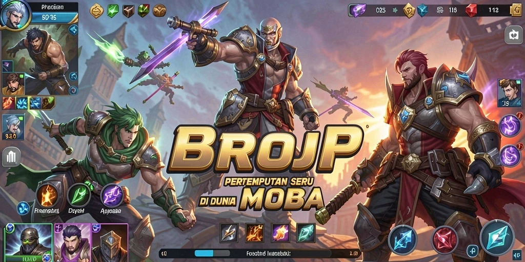 Tampilan gameplay seru dari BROJP dengan karakter unik dalam pertempuran.