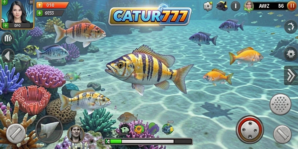 Menampilkan gameplay seru Tembak Ikan di CATUR777.