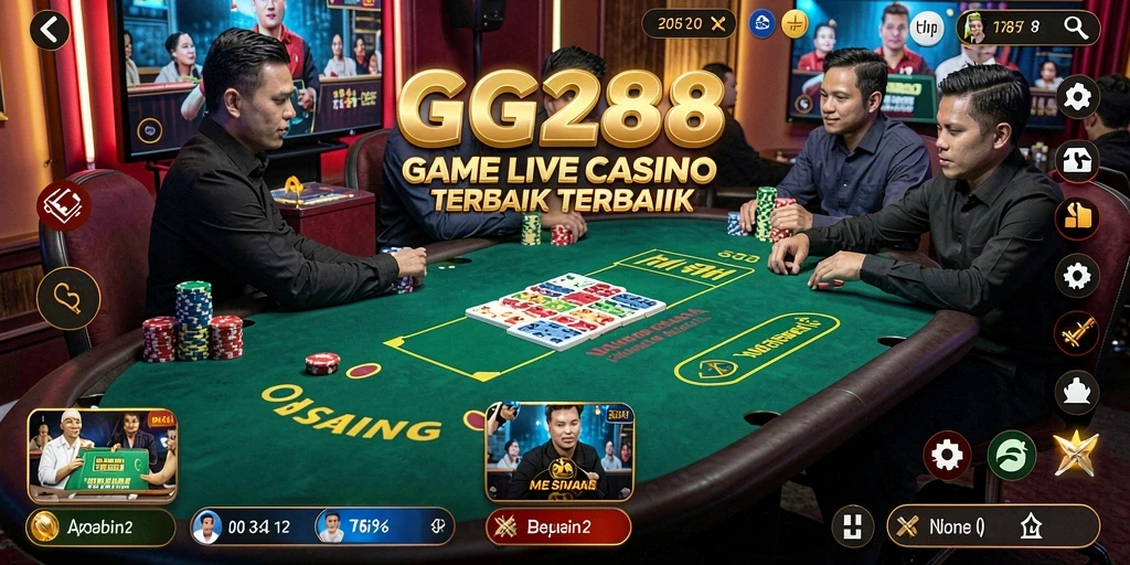 Screenshot menunjukkan dealer profesional dalam permainan Live Casino yang mengasyikkan.