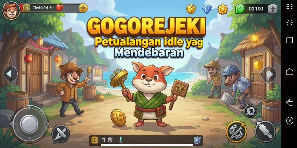 Tampilan gameplay GOGOREJEKI dengan karakter yang sedang bertugas.
