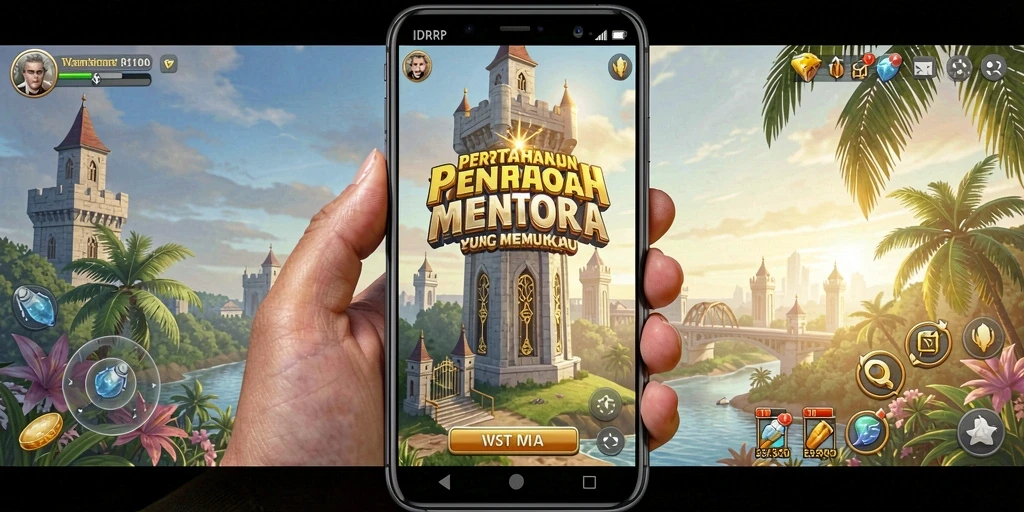 Tampilan gameplay IDRRP yang seru dalam pertahanan menara.