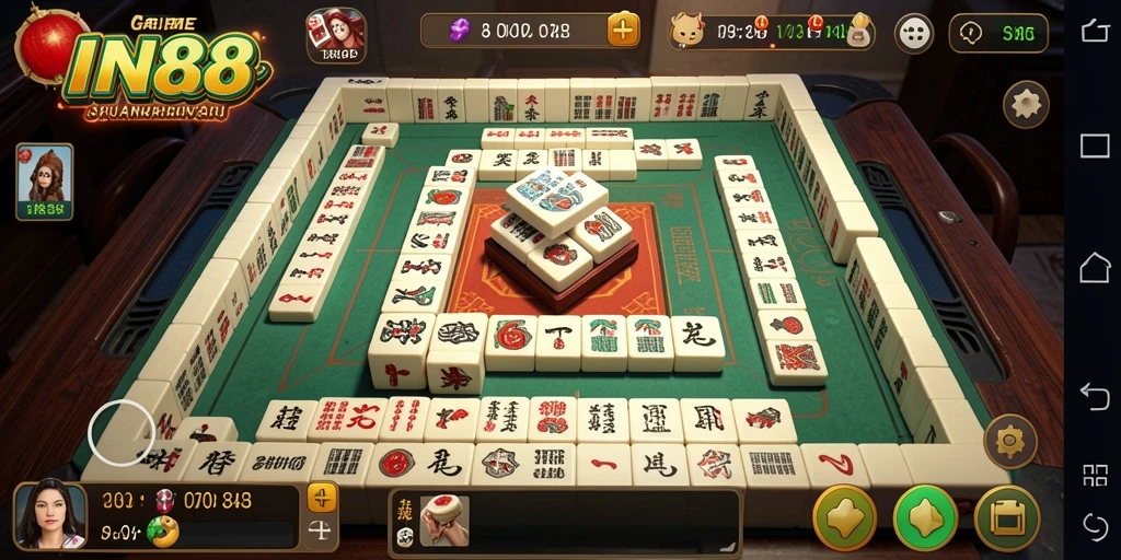 Screenshot IN88 menampilkan momen seru saat bermain Mahjong.