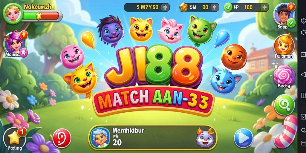 Tampilan gameplay Match-3 yang seru dan menarik di JV88.