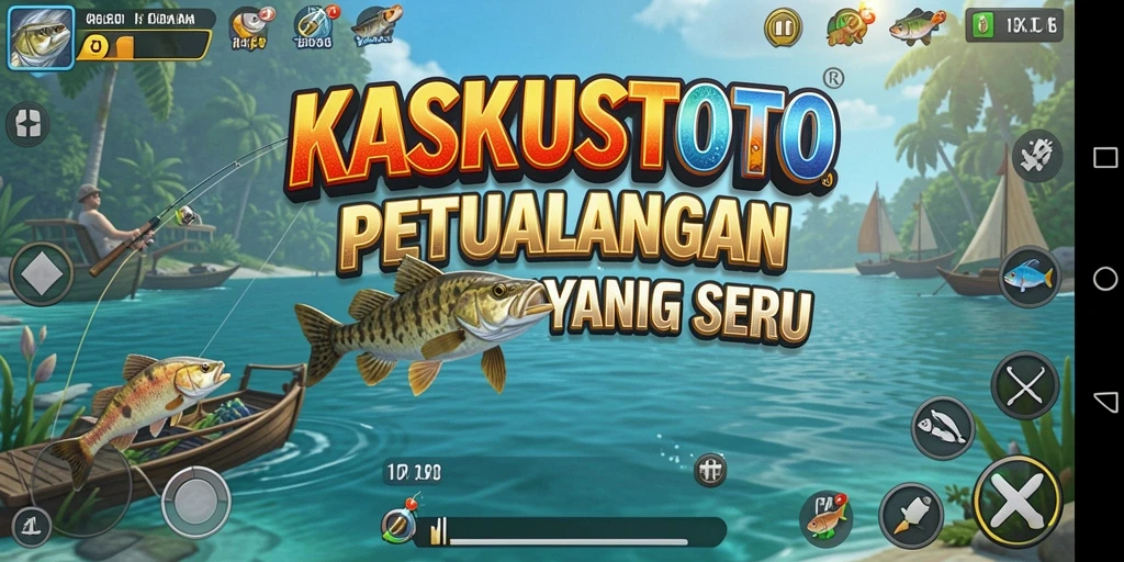 Screenshot gameplay KASKUSTOTO yang menampilkan aksi memancing yang seru.