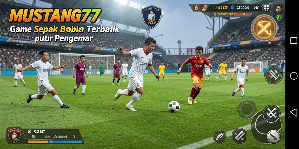 Tampilan gameplay menarik di lapangan sepak bola.