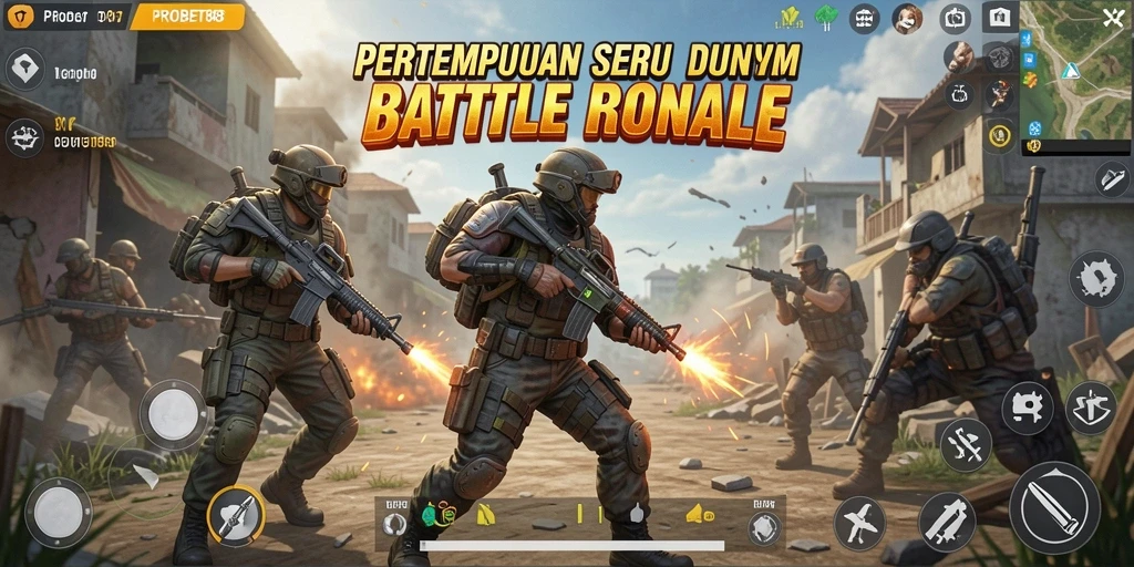 Tangkapan layar yang menunjukkan aksi seru di game Battle Royale.