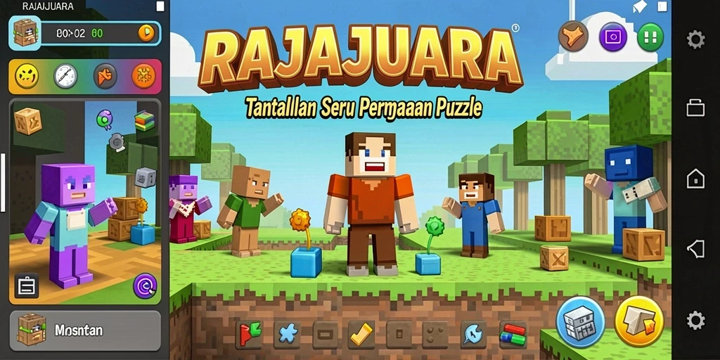 Tampilan gameplay RAJAJUARA dengan berbagai teka-teki yang menarik.