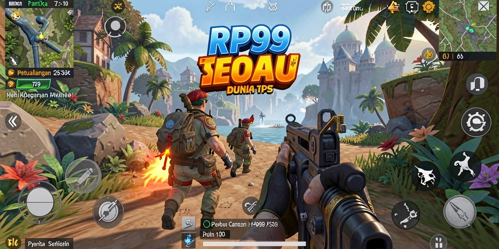Screenshot menunjukkan aksi seru gameplay TPS di RP99.