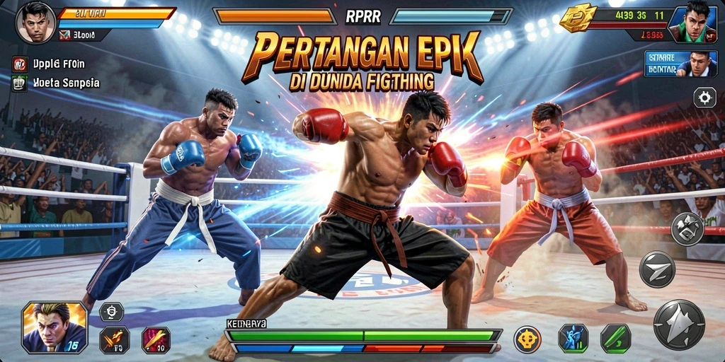 Tampilan pertarungan intens dalam RPRR yang menampilkan karakter beraksi.