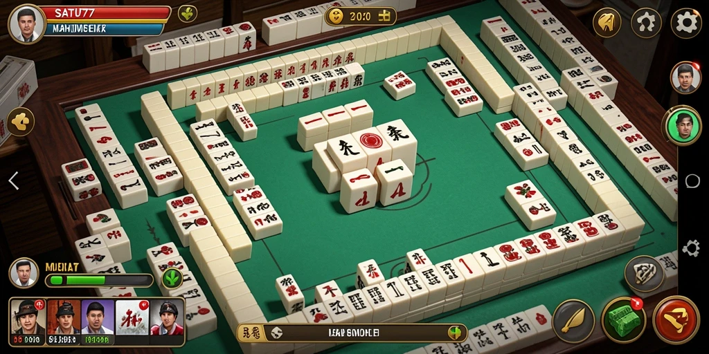 Tampilan gameplay SATU77 yang mengasyikkan dengan desain ubin Mahjong.
