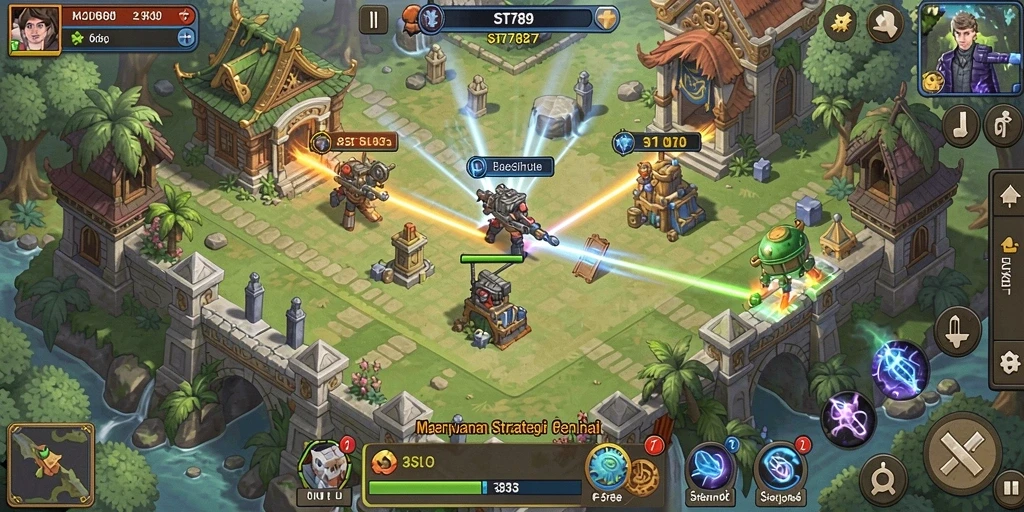 Screenshot gameplay ST789 dengan aksi pertempuran strategis.