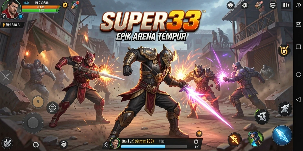 Tampilan gameplay menegangkan dalam petarungan yang seru.