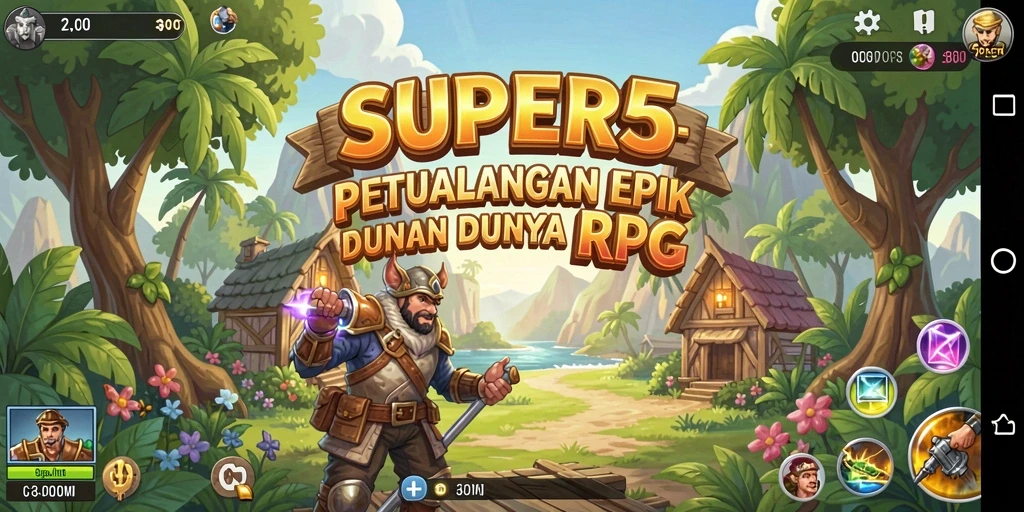 Menampilkan aksi seru dalam petualangan RPG SUPER5.