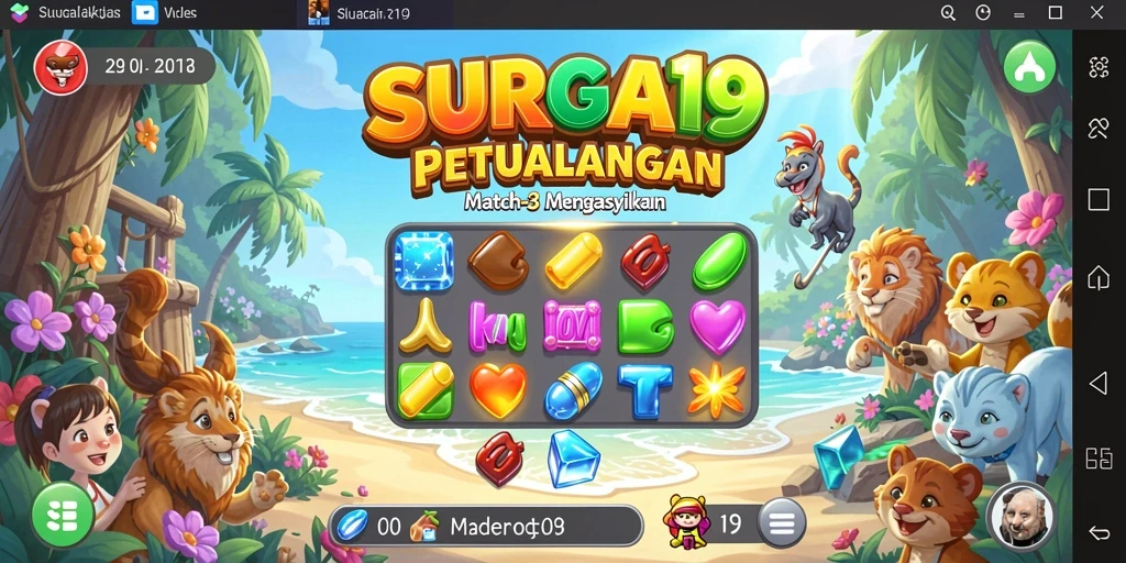 Gameplay seru dengan kombinasi permata yang berwarna-warni.