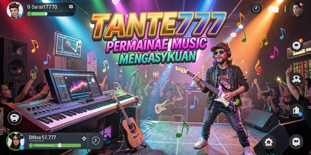 Screenshot dari gameplay TANTE777 yang menunjukkan interaksi musik.