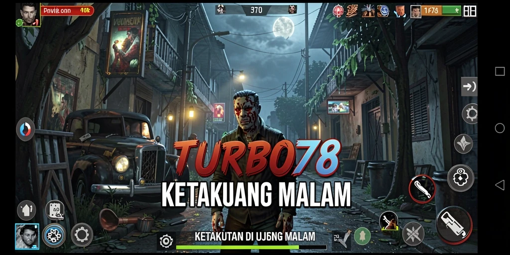 Screenshot gameplay TURBO78 menampilkan suasana mencekam dan grafik yang mengesankan.